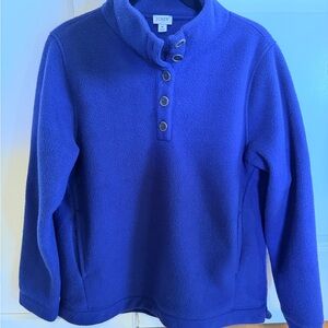 J.Crew Blue Fleece Pullover | Button Neck | Women’s Medium